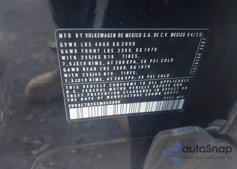 2025 Volkswagen Taos 1.5T Sel z USA, uszkodzony, nr VIN 3VV4C7B2XSM050860